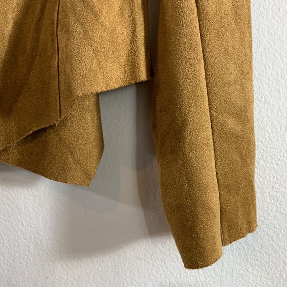 NWT Blank NYC Golden Camel Vegan Microsuede Stretch Asymmetrical Zipper Blazer - Picture 5 of 9